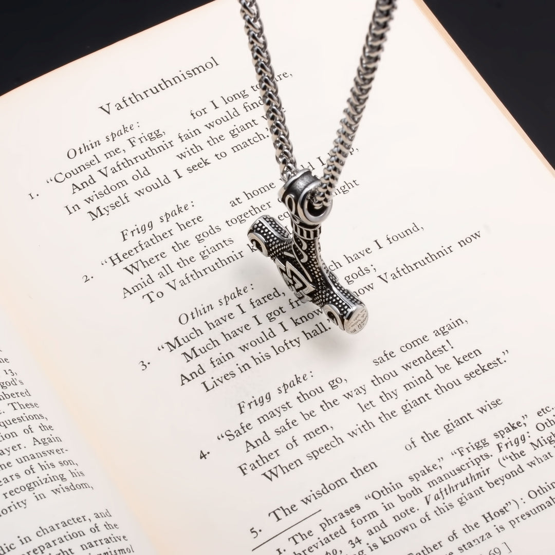 Viking Mjolnir Thor's Hammer Valknut Stainless Steel Pendant Necklace