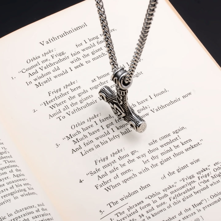 Viking Mjolnir Thor's Hammer Valknut Stainless Steel Pendant Necklace