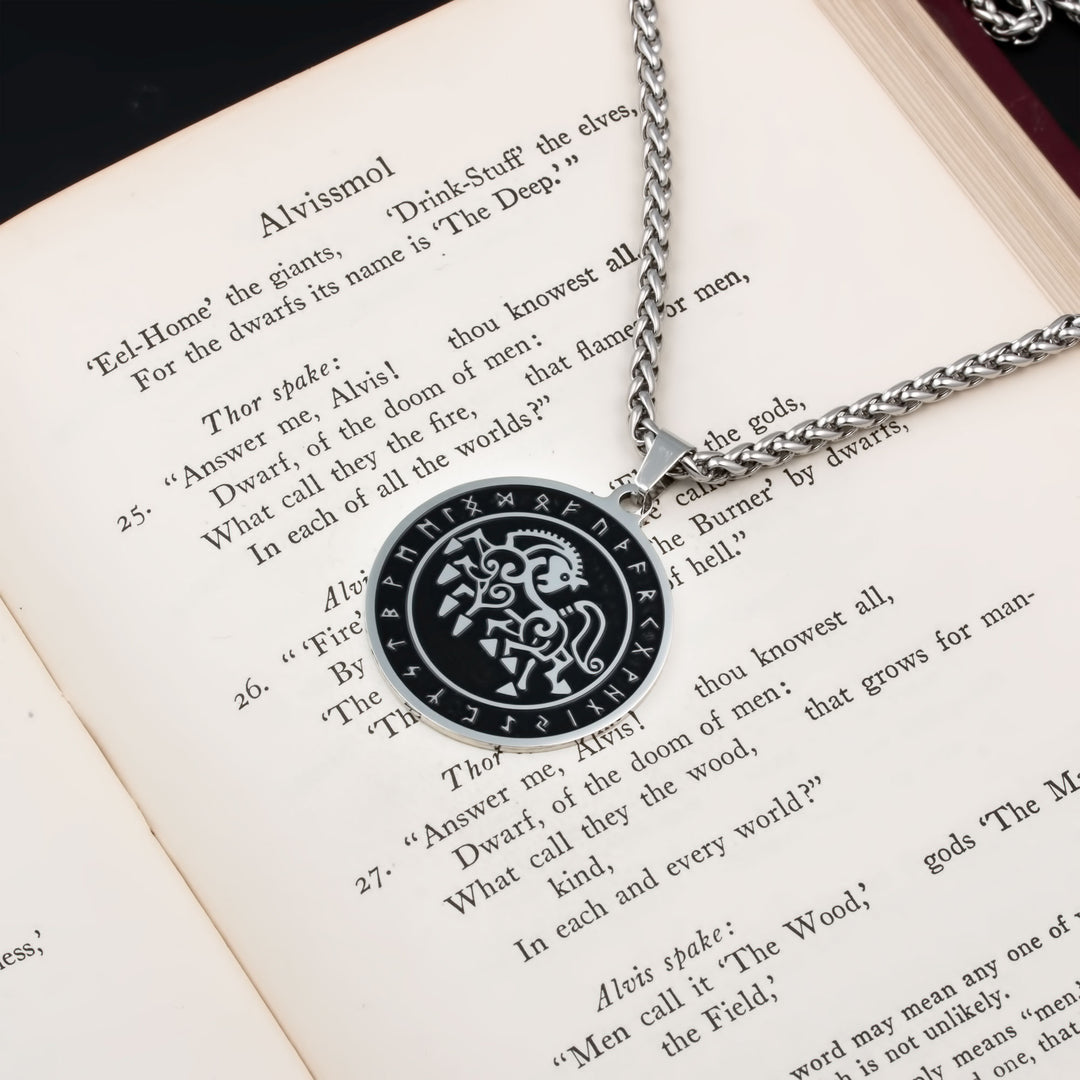 Sleipnir Rune Pendant Necklace Stainless Steel Viking