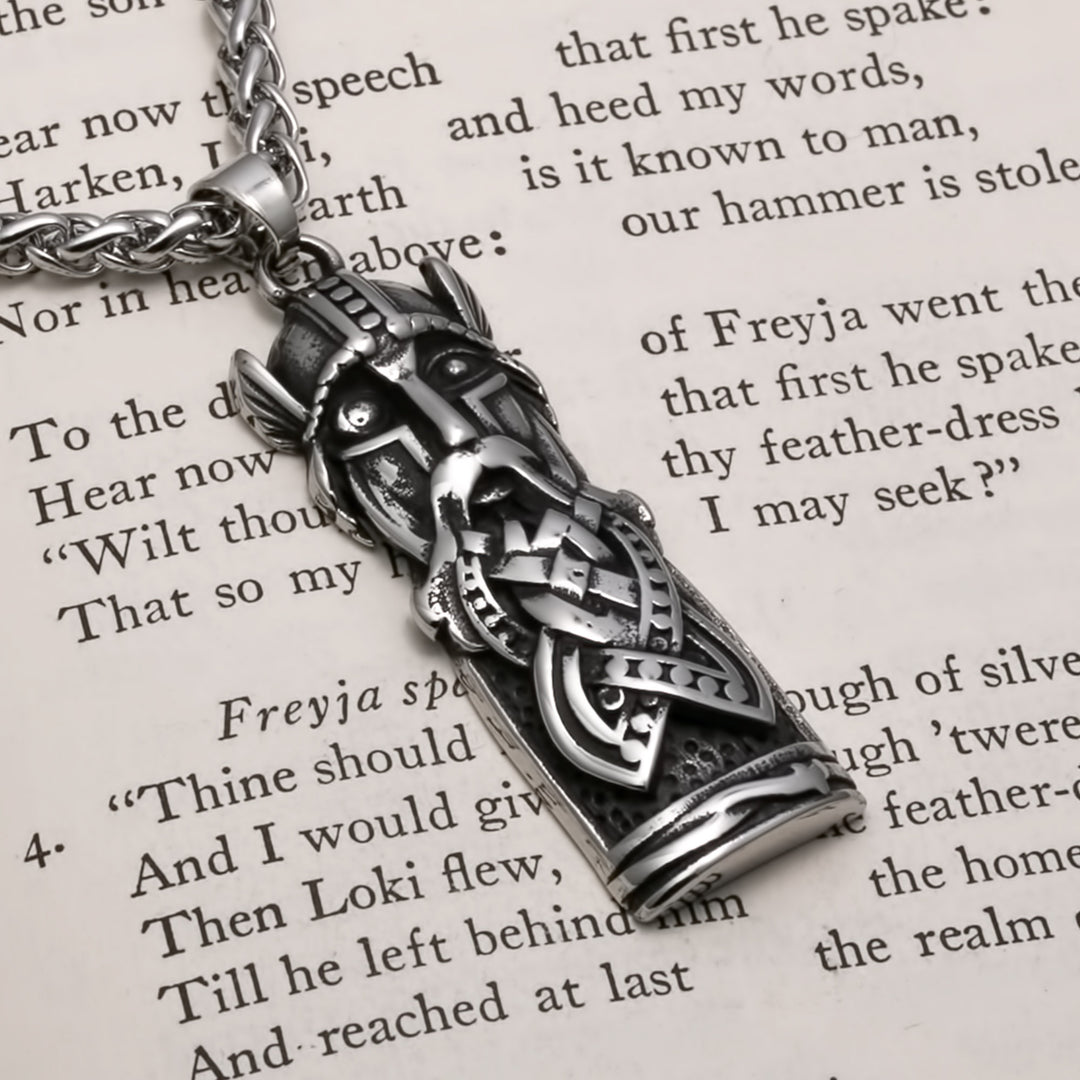 Odin Totem Pendant Necklace Stainless Steel Viking
