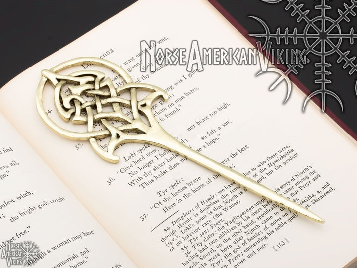 Viking Goddess Hair Stick Norse Hair Accessory Gold Tone Zinc Alloy - view 3