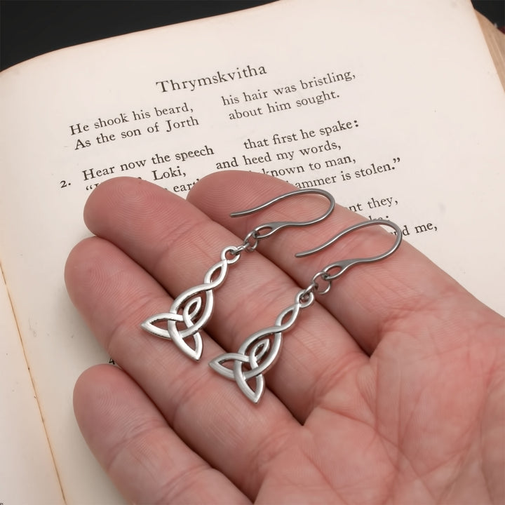 Viking Long Trinity Triquetra Knot Earrings