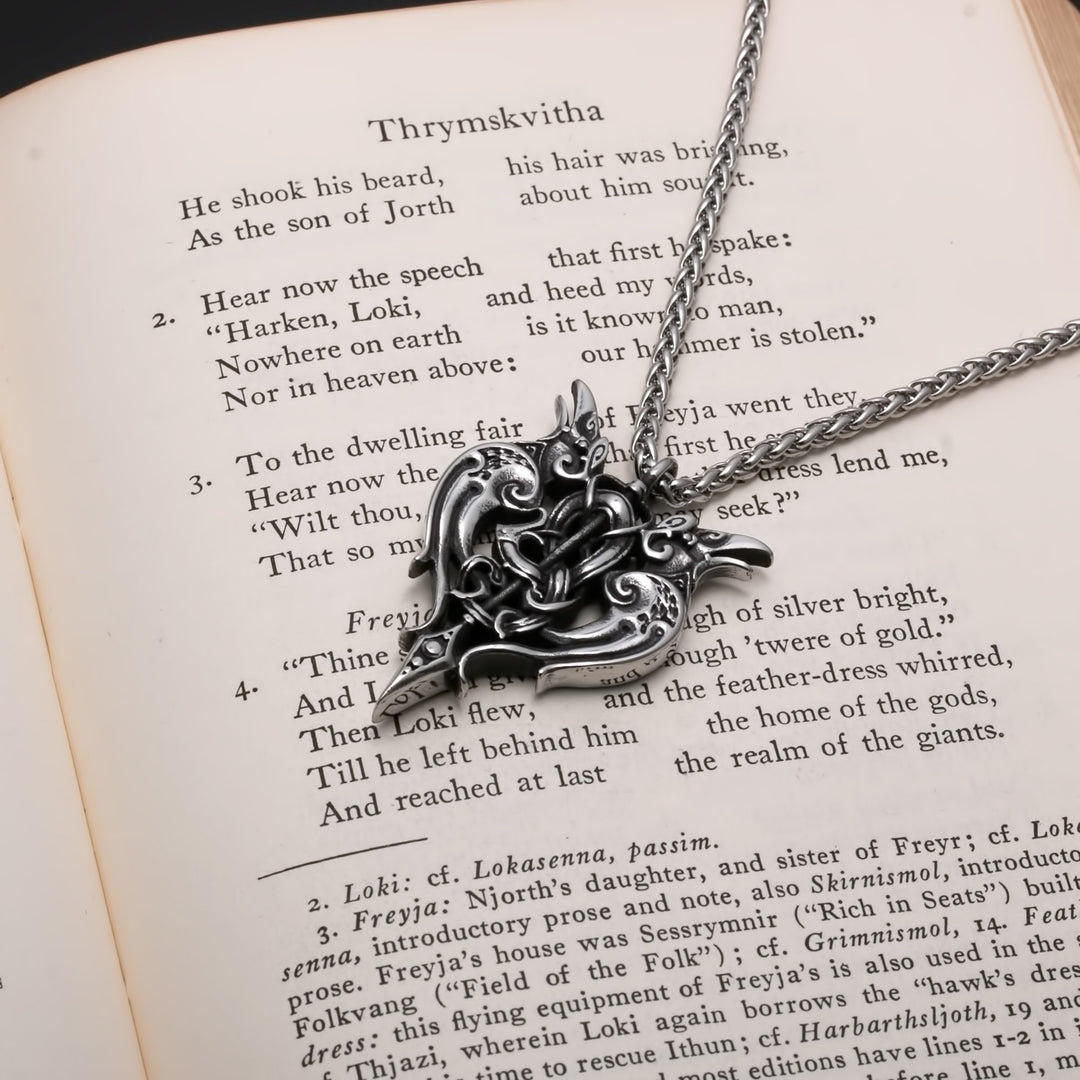 Viking Gungnir Raven Stainless Steel Pendant Necklace