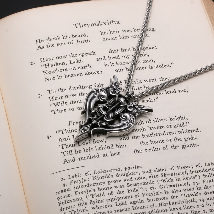Viking Gungnir Raven Stainless Steel Pendant Necklace