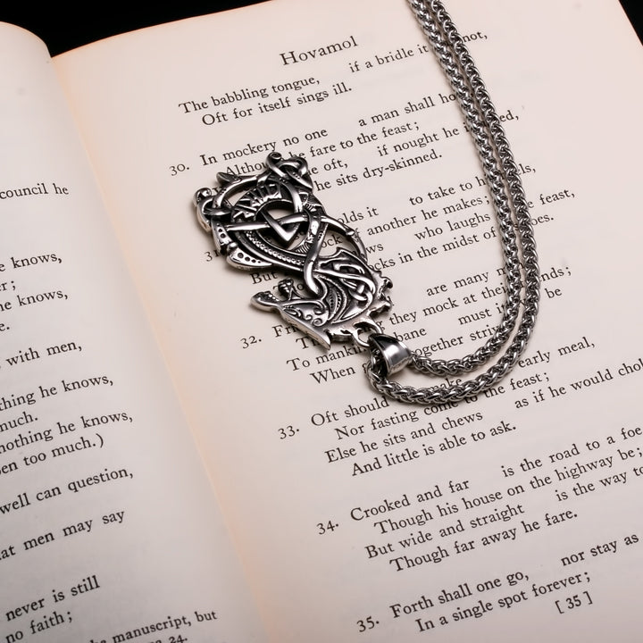Viking Norse Dragon Fafnir Stainless Steel Pendant Necklace