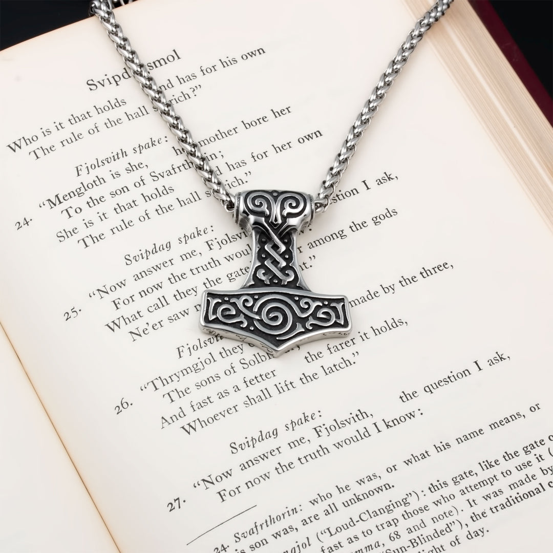 Mjolnir Thor's Hammer Pendant Necklace Stainless Steel Viking