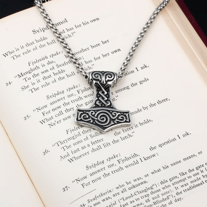 Mjolnir Thor's Hammer Pendant Necklace Stainless Steel Viking