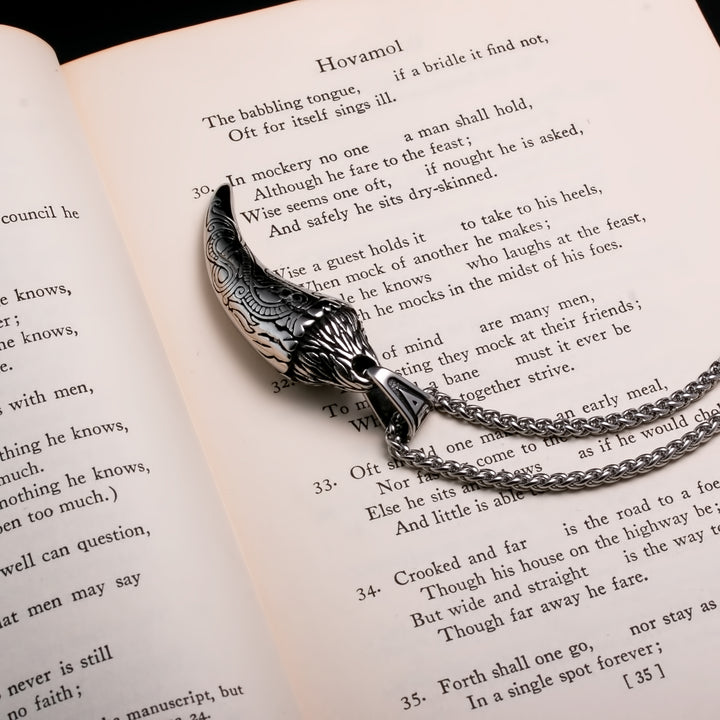 Viking Dragon Fang Tooth Claw Stainless Steel Pendant Necklace