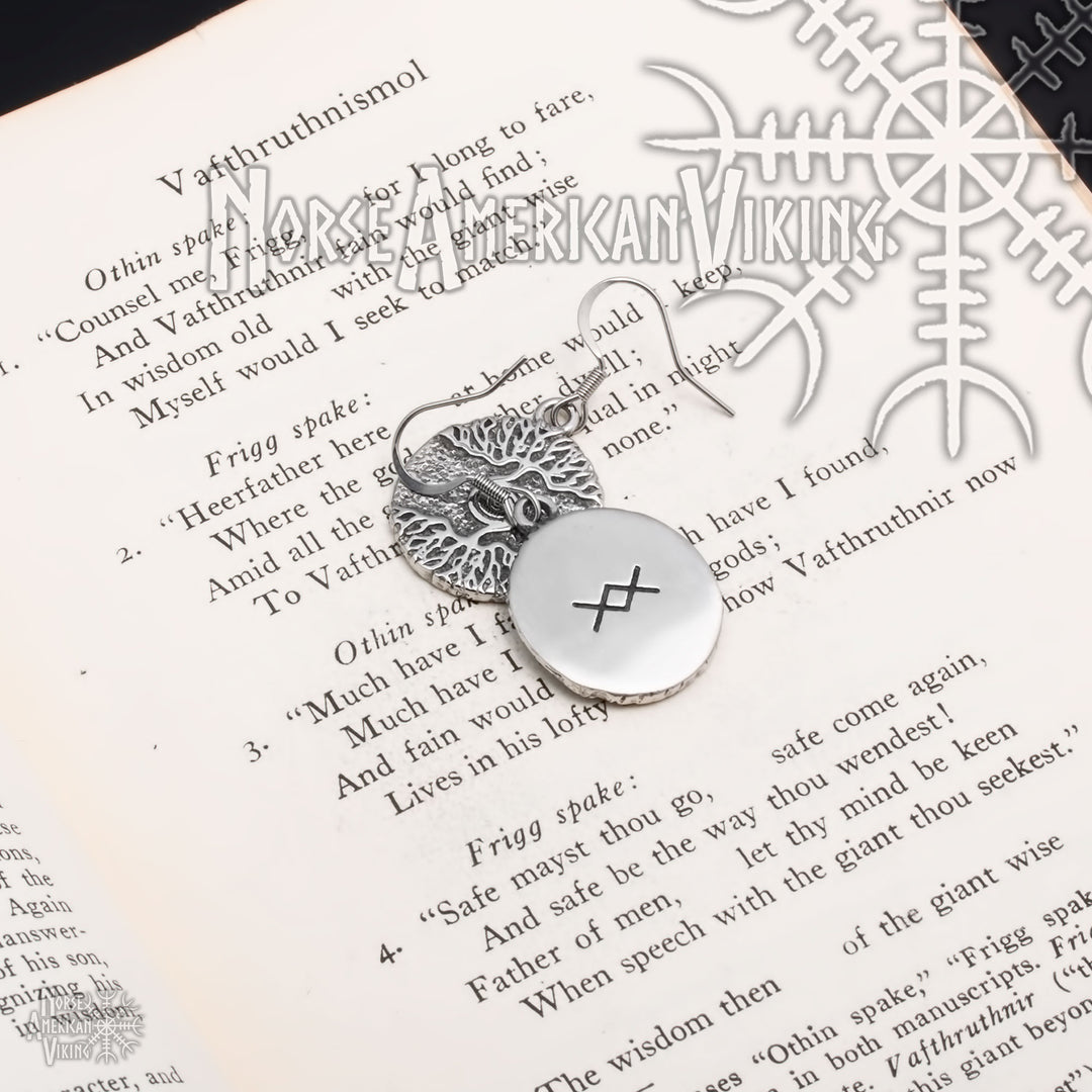 Yggdrasil Viking Dangle Earrings 316L Stainless Steel