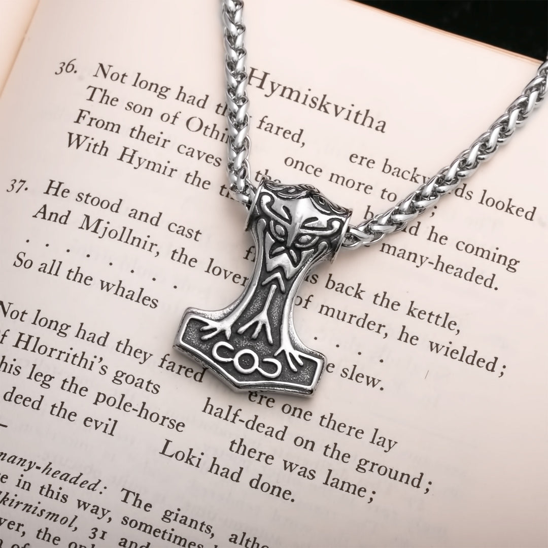 Viking Mjolnir Thor's Hammer Stainless Steel Pendant Necklace Small