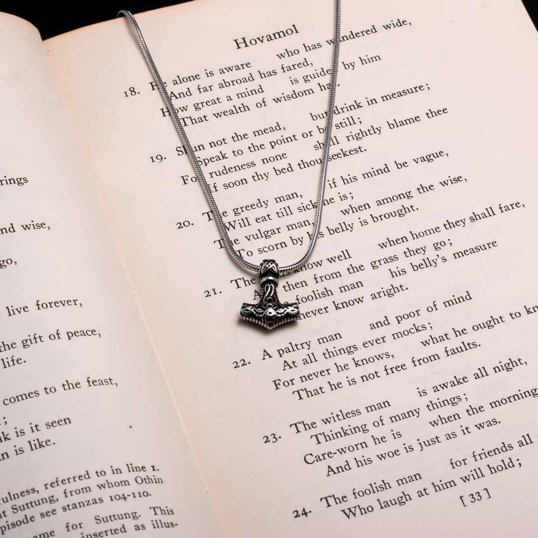Viking Mjolnir Thor's Hammer Mini Stainless Steel Pendant Necklace 20 inches