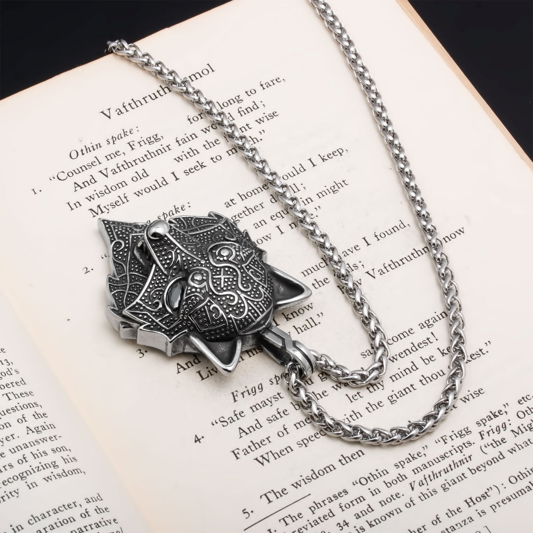 Fenrir Wolf Viking Pendant Necklace 316L Stainless Steel