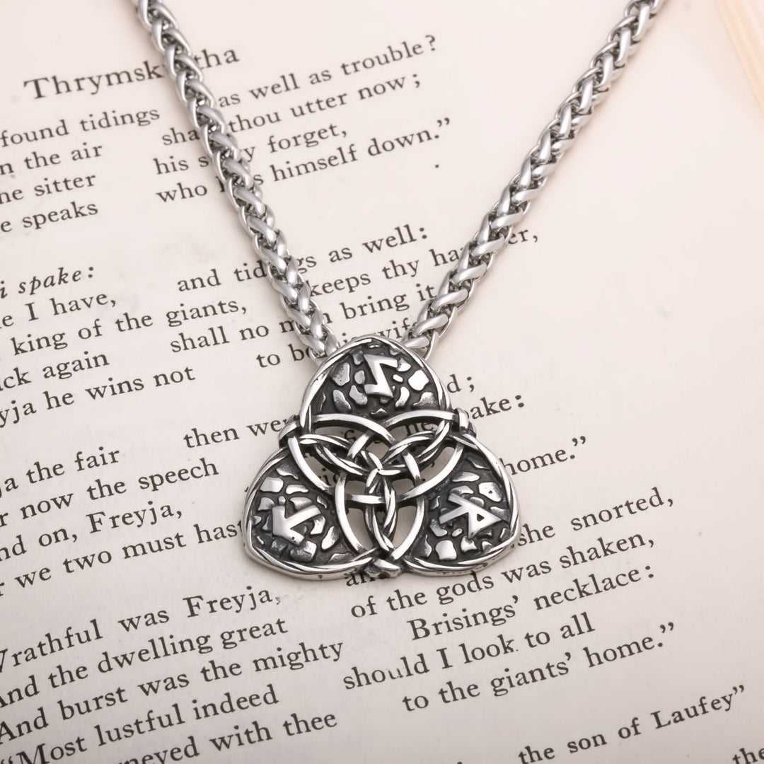 Celtic Trinity Knot Rune Open Viking Pendant Necklace 316L Stainless Steel - view 3