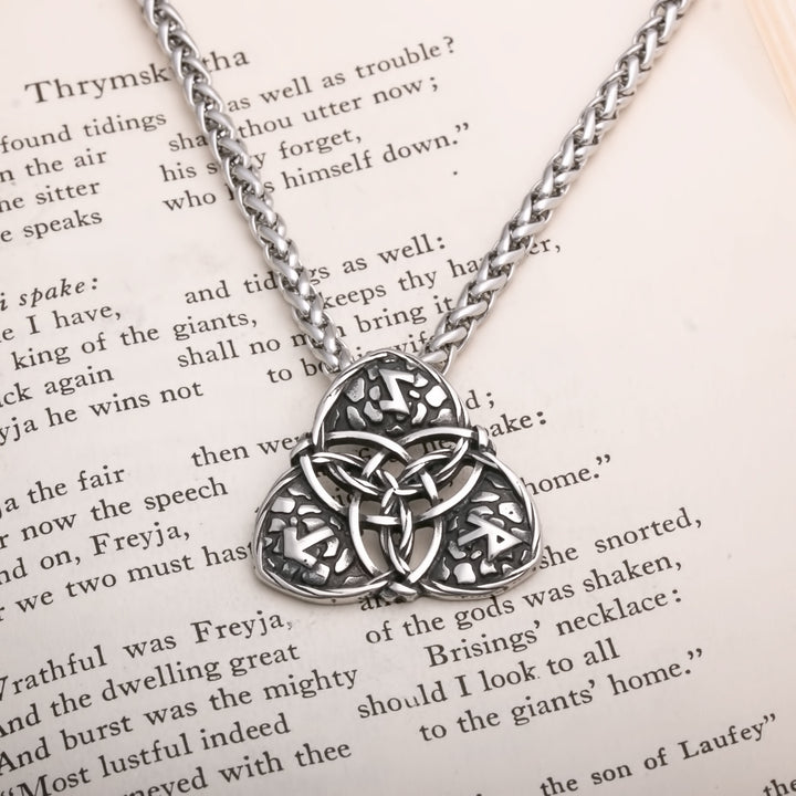 Celtic Trinity Knot Rune Open Viking Pendant Necklace 316L Stainless Steel - view 3