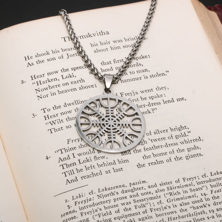 Helm of Awe Pendant Necklace Stainless Steel Viking