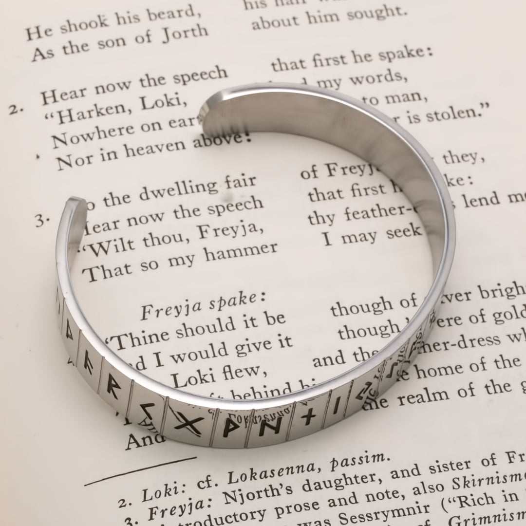 Viking Elder Futhark Rune Cuff Bracelet