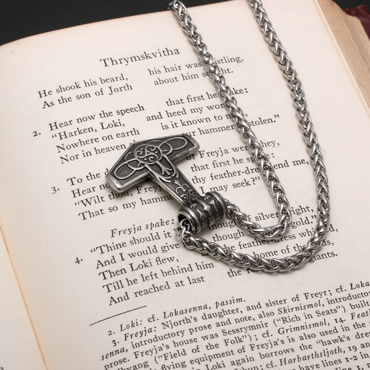 Viking Mjolnir Thor's Hammer Triskele Stainless Steel Pendant Necklace