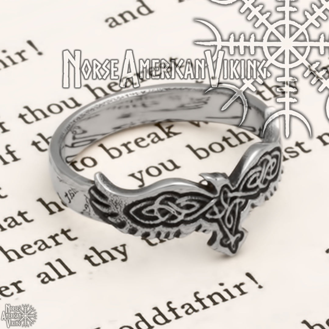 Viking Raven Ring 316L Stainless Steel Size 7