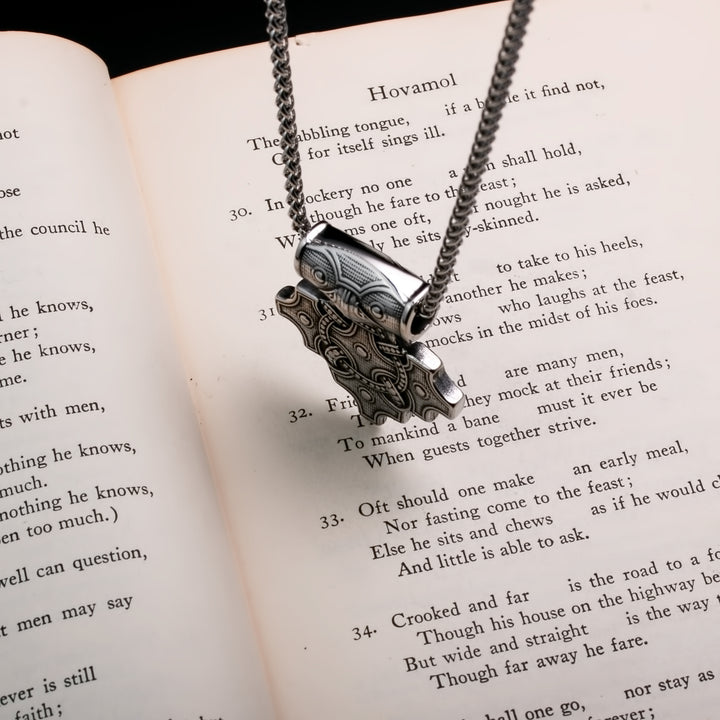 Viking Mjolnir Thor's Hammer Raven Cross Stainless Steel Pendant Necklace