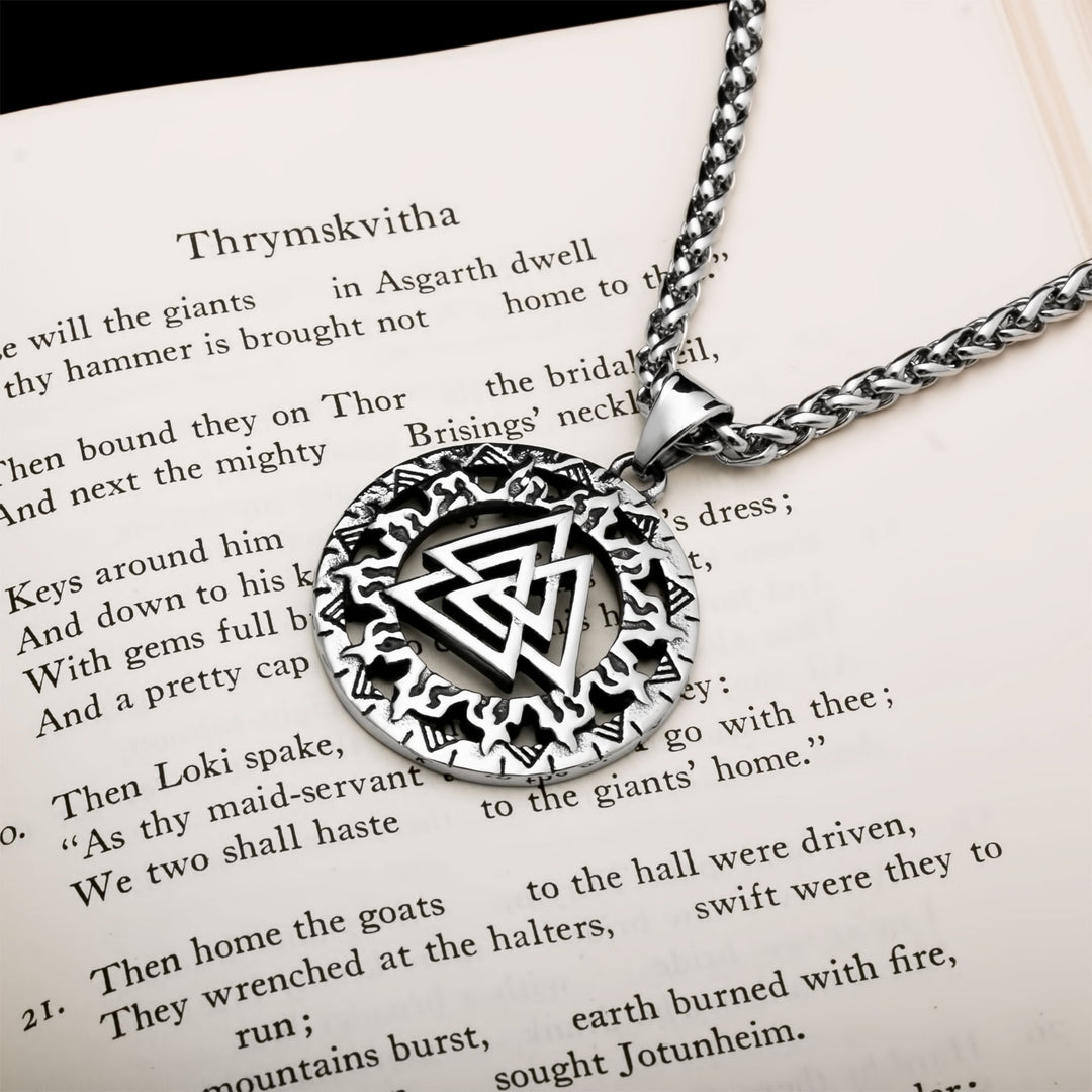 Valknut Viking Pendant Necklace 316L Stainless Steel