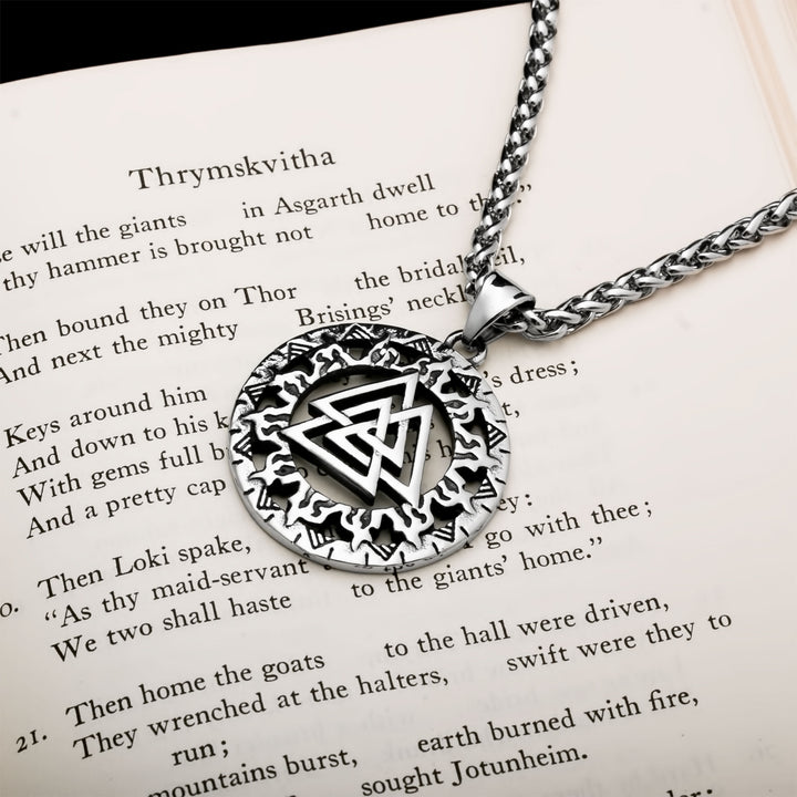 Valknut Viking Pendant Necklace 316L Stainless Steel