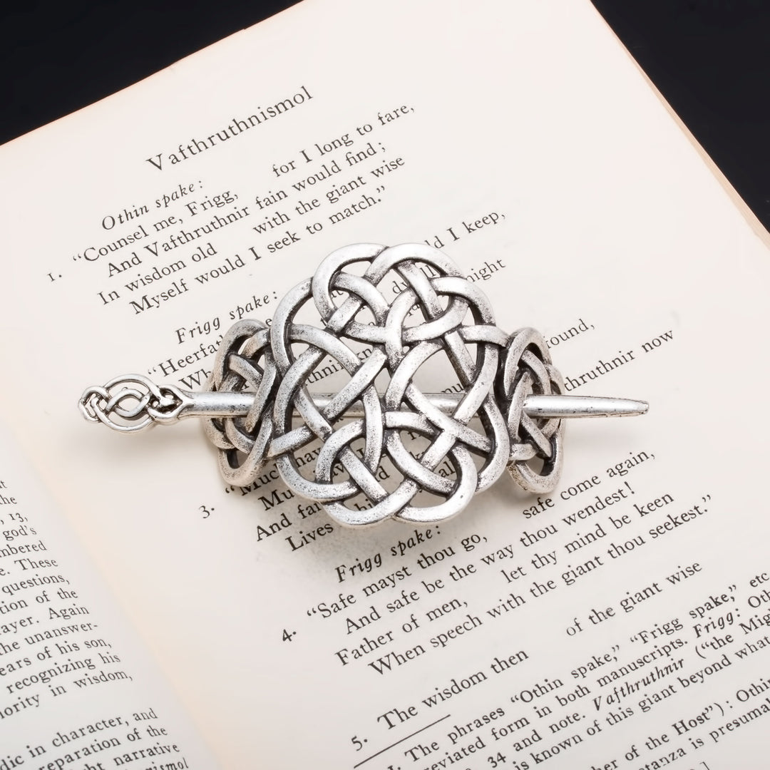 Viking Norse Celtic Round Dara Knot Hair Pin Silver