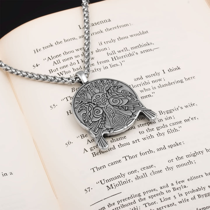 Ravens Tree Triskele Pendant Necklace Stainless Steel Viking
