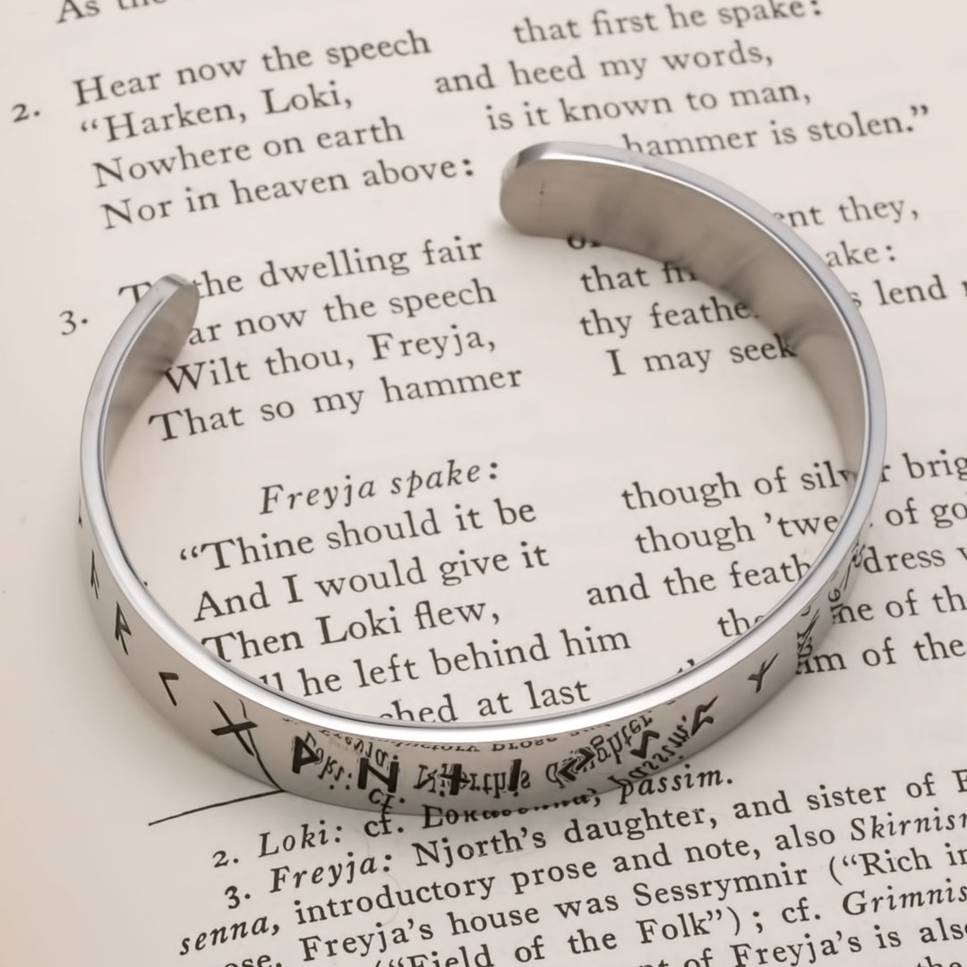 Viking Elder Futhark Rune Cuff Bracelet