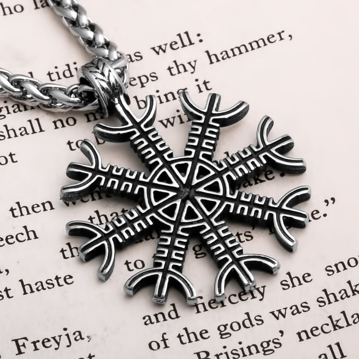 Helm of Awe Open Simple Viking Pendant Necklace 316L Stainless Steel