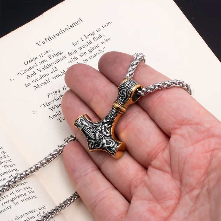 Mjolnir Thor's Hammer Pendant Necklace Stainless Steel Viking