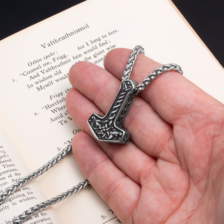 Mjolnir Thor's Hammer Pendant Necklace Stainless Steel Viking