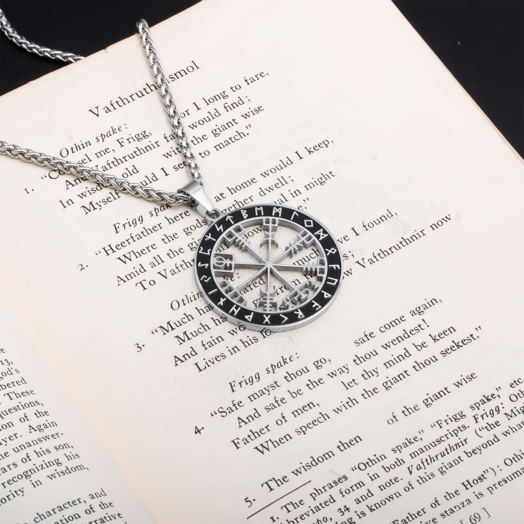 Vegvisir Compass Pendant Necklace Stainless Steel Viking