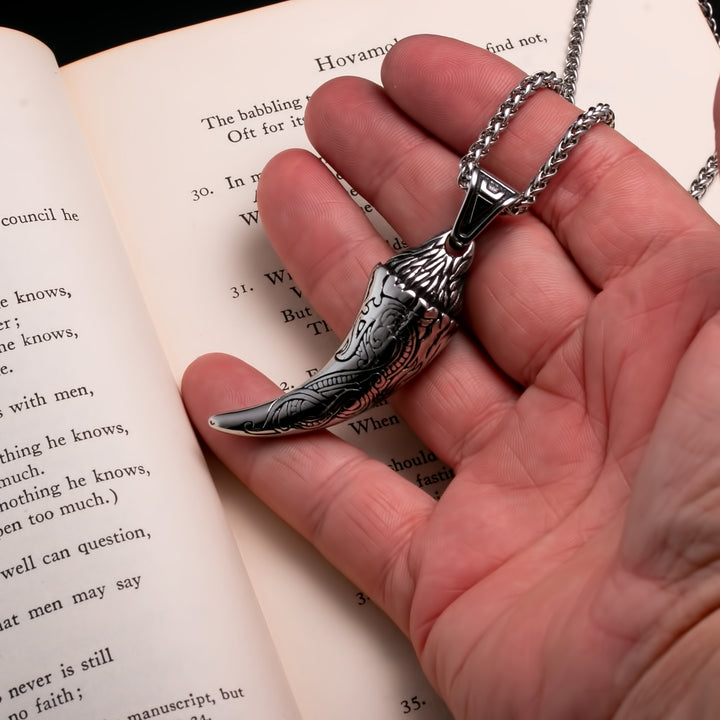 Viking Dragon Fang Tooth Claw Stainless Steel Pendant Necklace