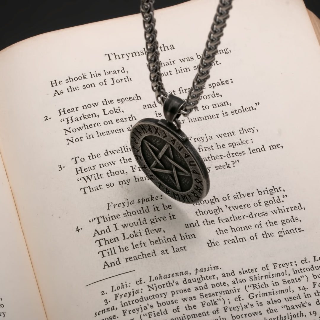 Elder Futhark Rune Viking Pendant Necklace 316L Stainless Steel