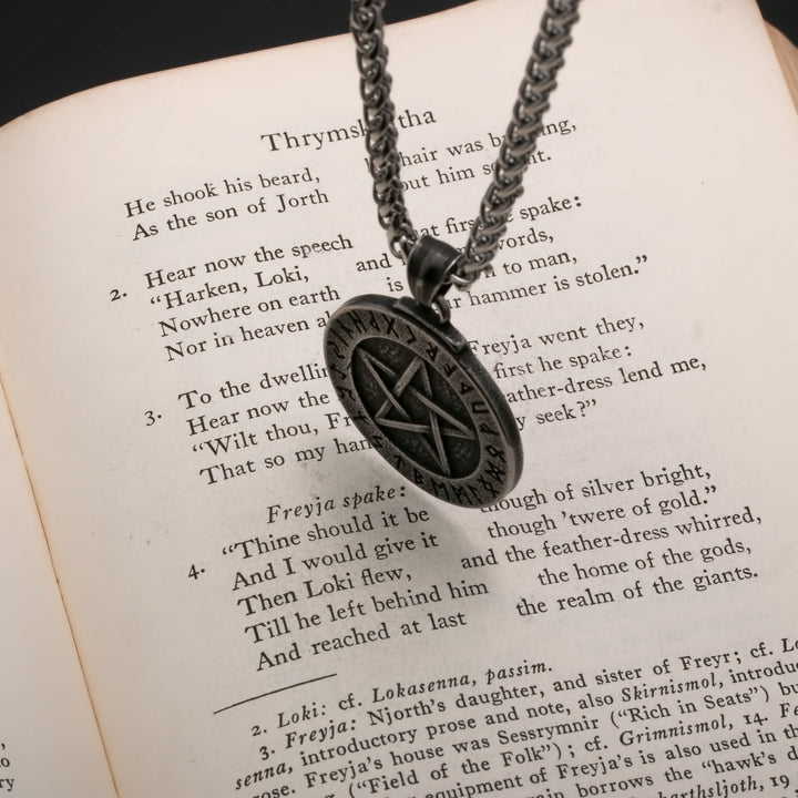 Elder Futhark Rune Viking Pendant Necklace 316L Stainless Steel