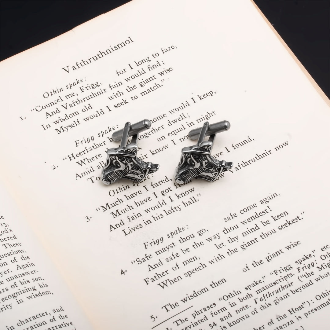 Fenrir Wolf Viking Cufflinks 316L Stainless Steel