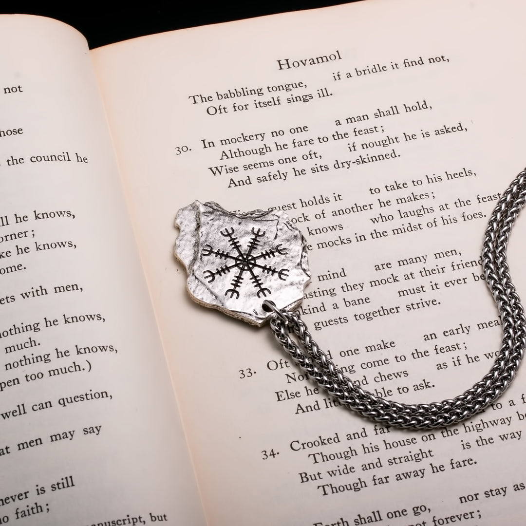Viking Helm of Awe Ægishjálmr Rock Stainless Steel Pendant Necklace