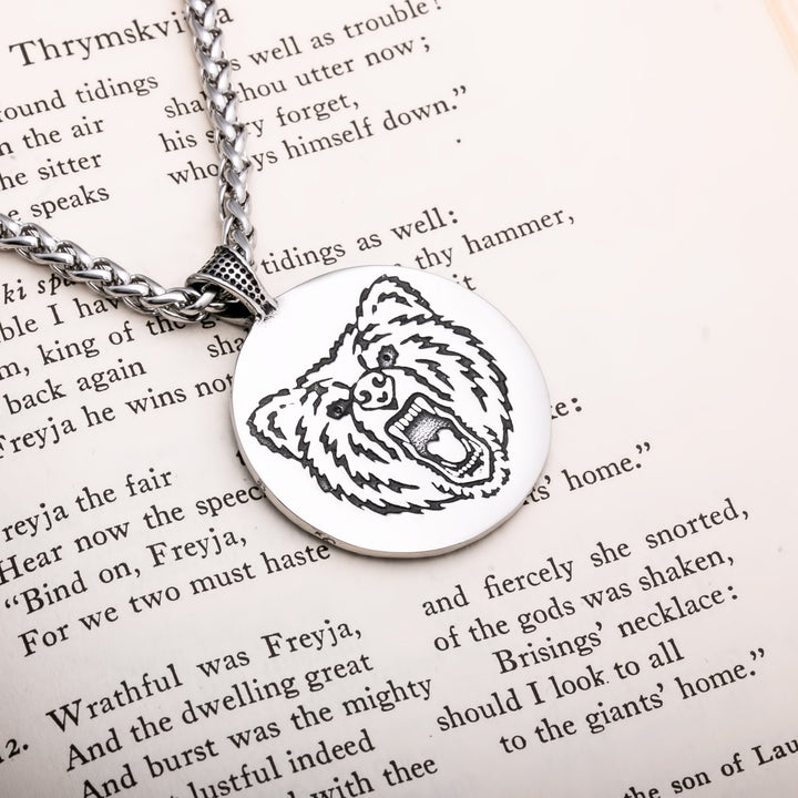Bear Berserker Paw Print Viking Pendant Necklace 316L Stainless Steel - view 4