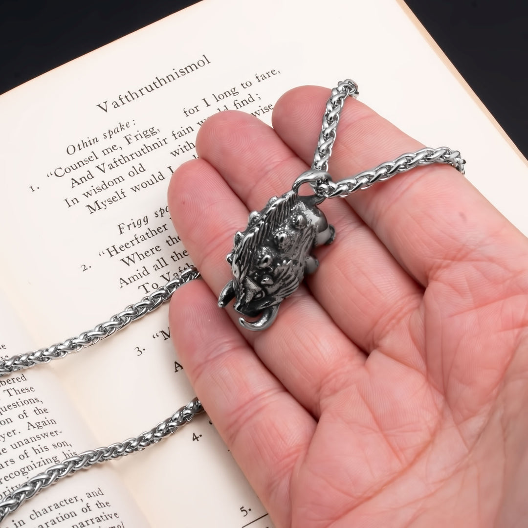 Viking Boar Gullinbursti Stainless Steel Pendant Necklace