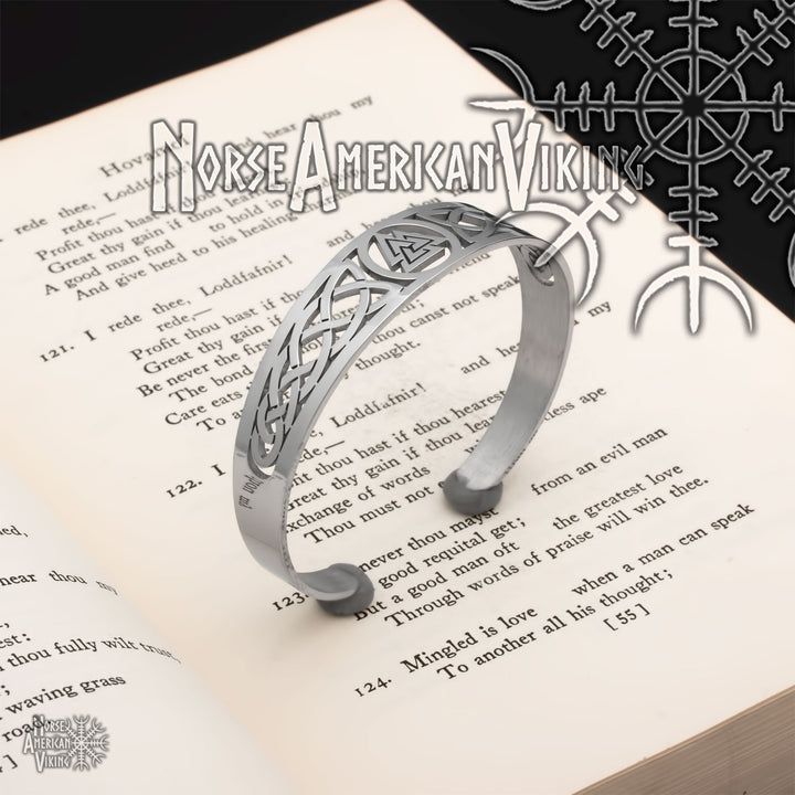 Valknut Viking Cuff Bracelet 316L Stainless Steel