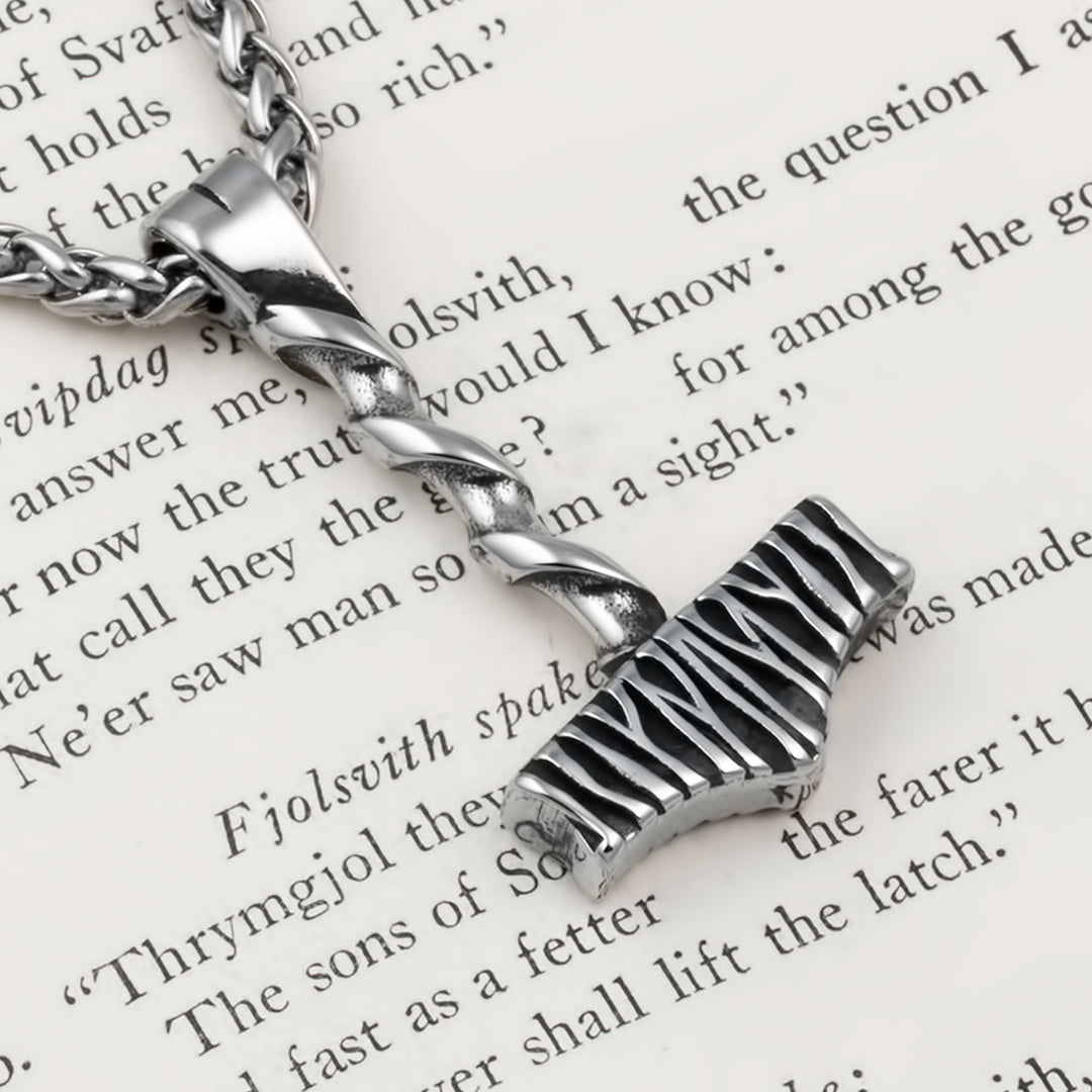 Mjolnir Thor's Hammer Pendant Necklace Stainless Steel Viking