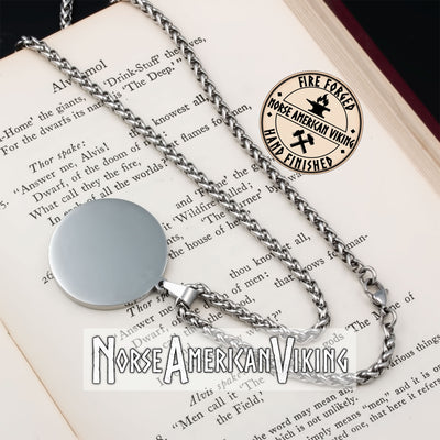 Viking Wolf Rune Sun and Moon Stainless Steel Pendant Necklace
