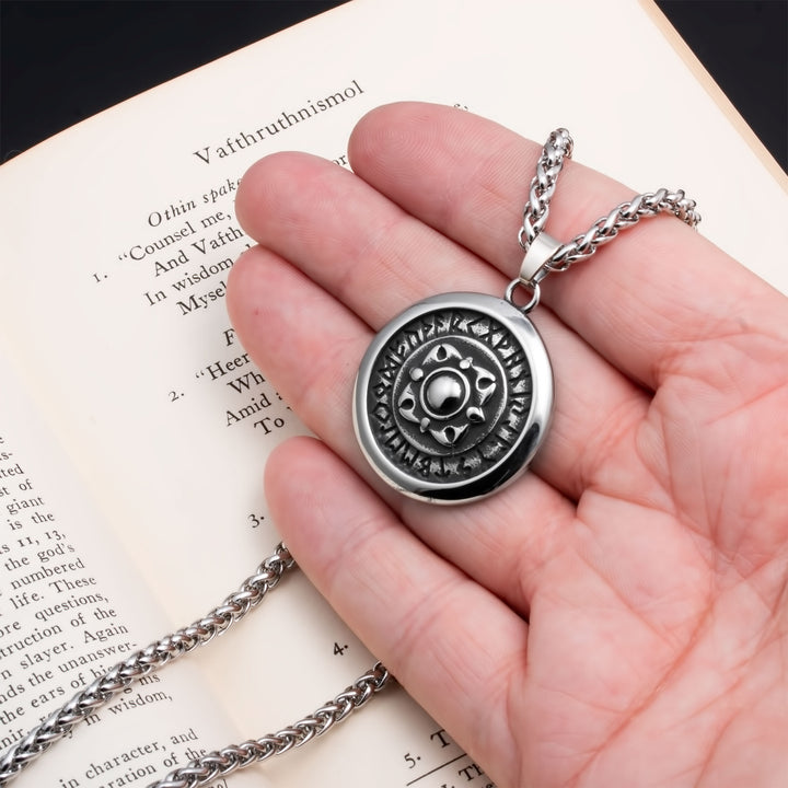 Elder Futhark Rune Viking Pendant Necklace 316L Stainless Steel