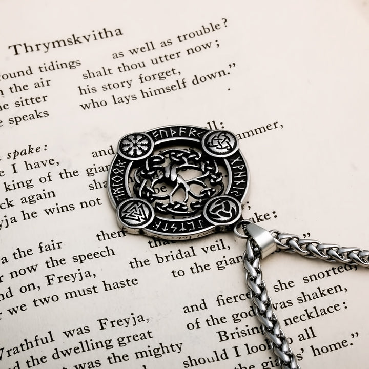 Helm of Awe Viking Pendant Necklace 316L Stainless Steel