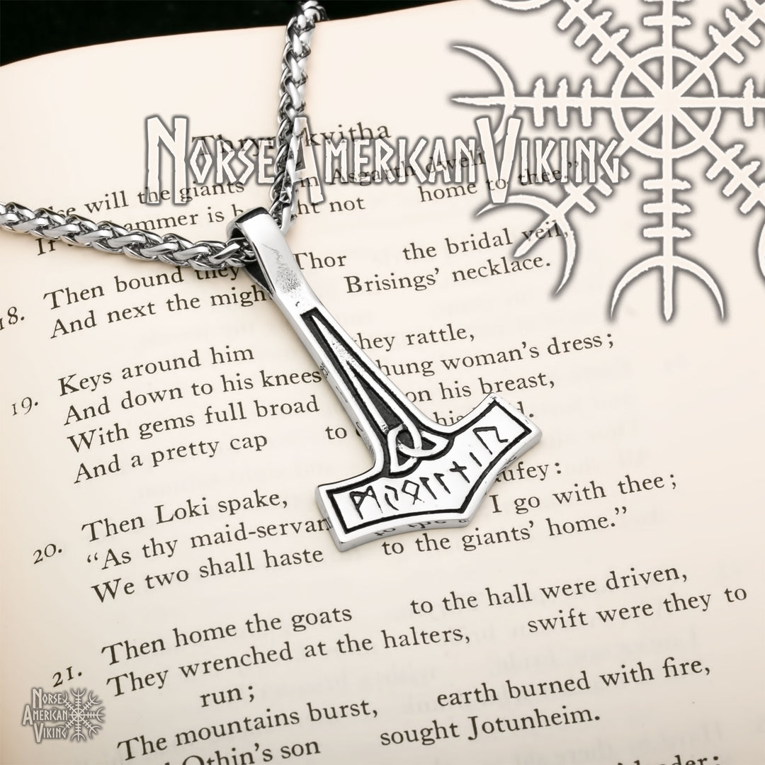Trinity Rune Viking Mjolnir Thor's Hammer Trinity Knot Rune Stainless Steel Pendant ...