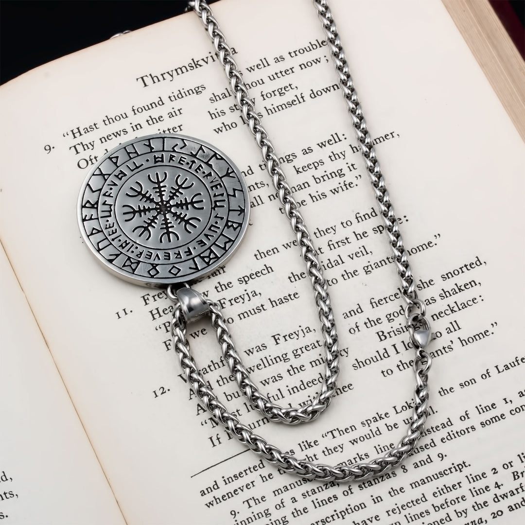 Fenrir Wolf Rune Pendant Necklace Stainless Steel Viking