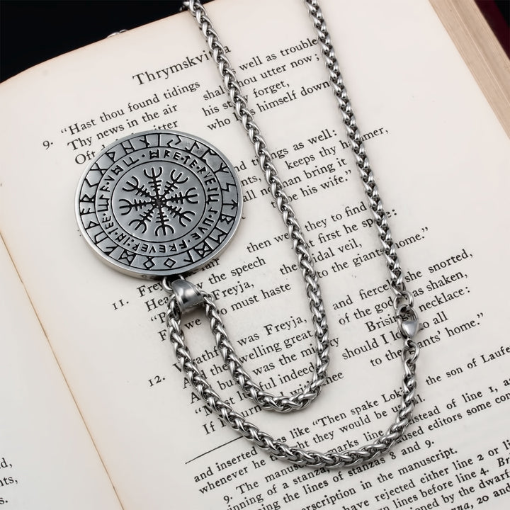 Fenrir Wolf Rune Pendant Necklace Stainless Steel Viking