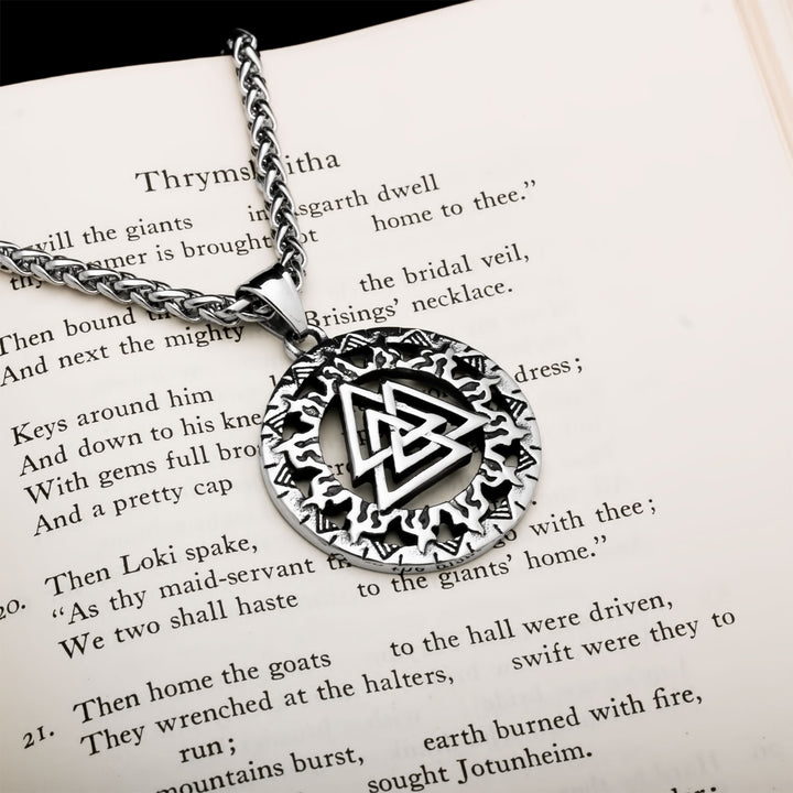 Valknut Viking Pendant Necklace 316L Stainless Steel