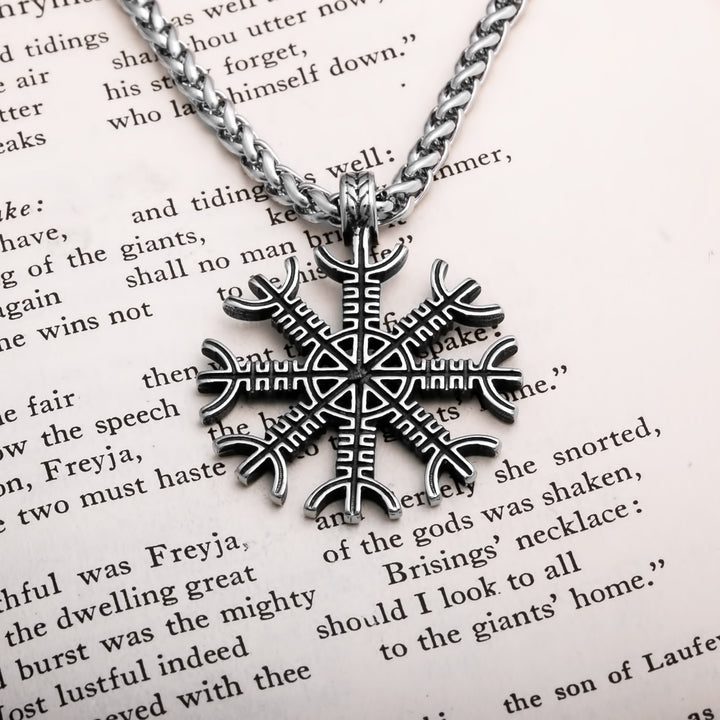 Helm of Awe Open Simple Viking Pendant Necklace 316L Stainless Steel