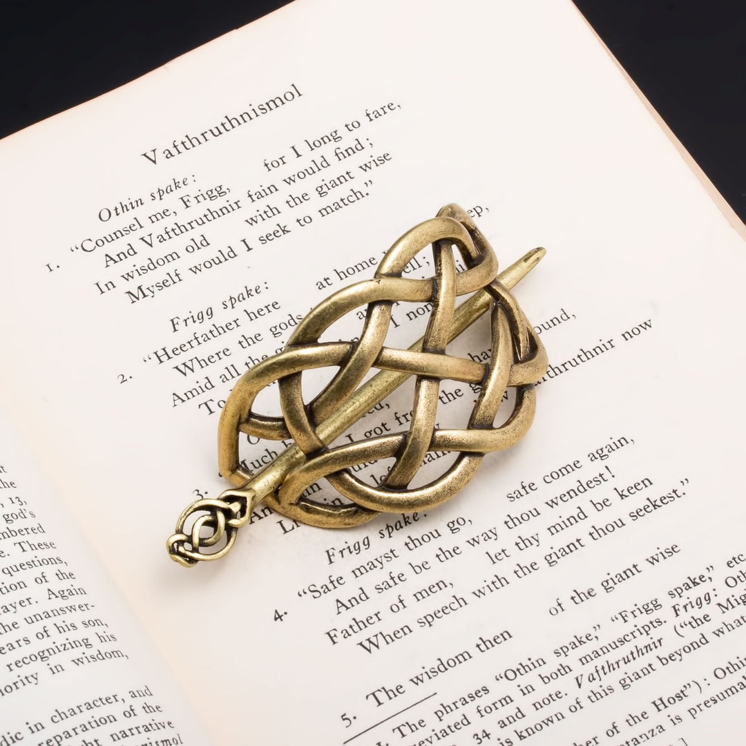 Viking Norse Celtic Infinity Knot Hair Pin Gold